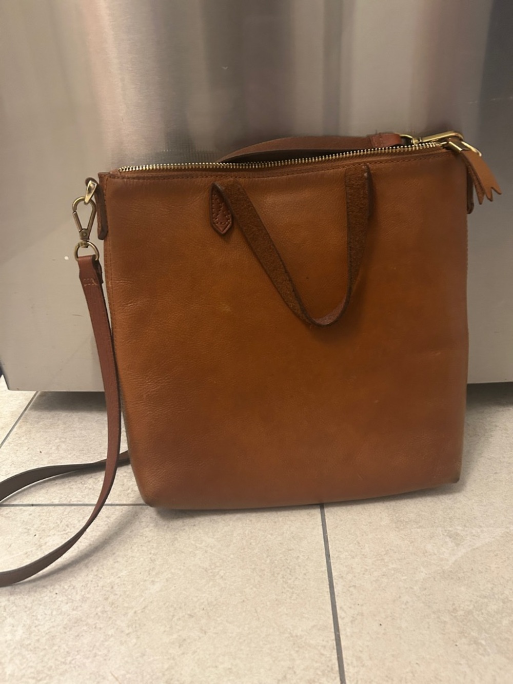 Madewell Cross Body cognac leather